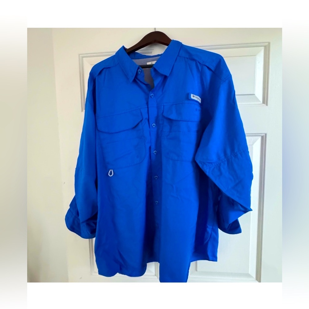 Columbia Men's Vibrant Blue Fishing Shirt / Men's Columbia Shirt DriTec